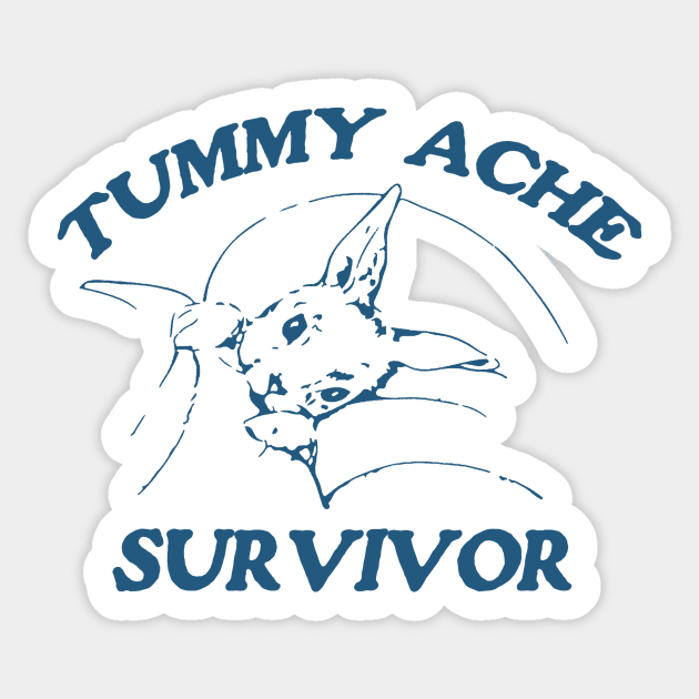 Tummy Ache Survivor T Shirt, Tummy Ache Tee, Meme T Shirt, Vintage Cartoon T Shirt, Aesthetic Tee, Unisex Sticker by Justin green